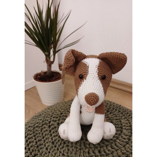 Horgolt Border Collie (barna-fehér)